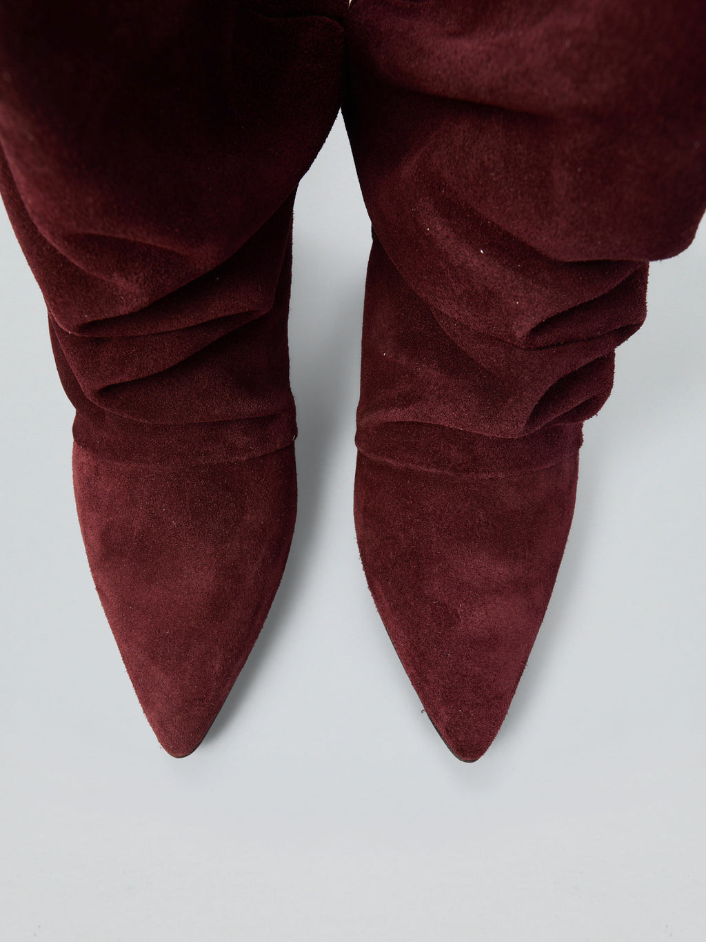 Ruched suede ankle boots