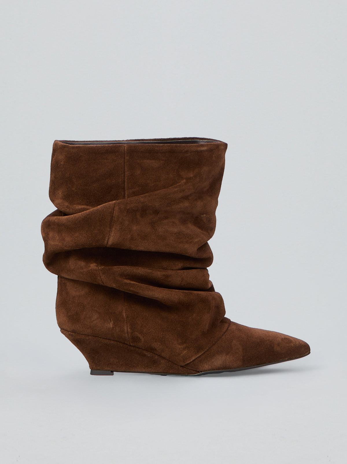 Ruched suede ankle boots