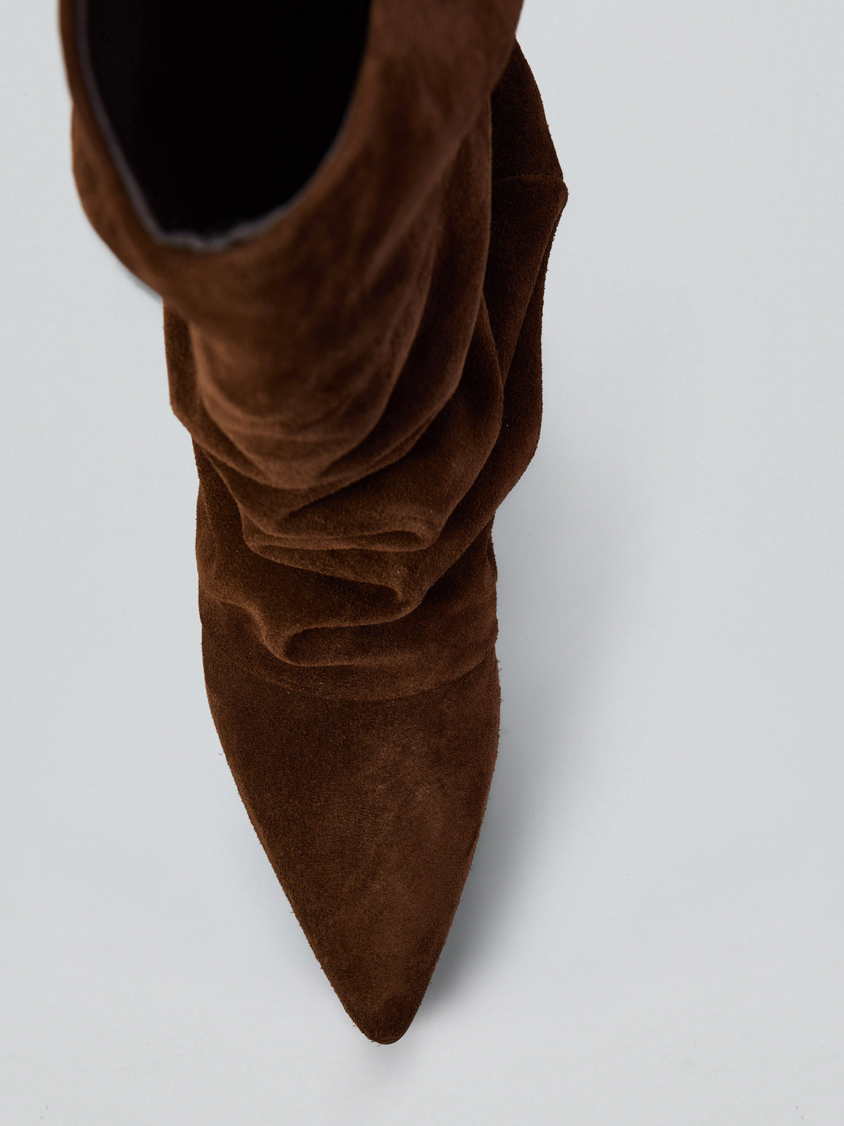 Ruched suede ankle boots