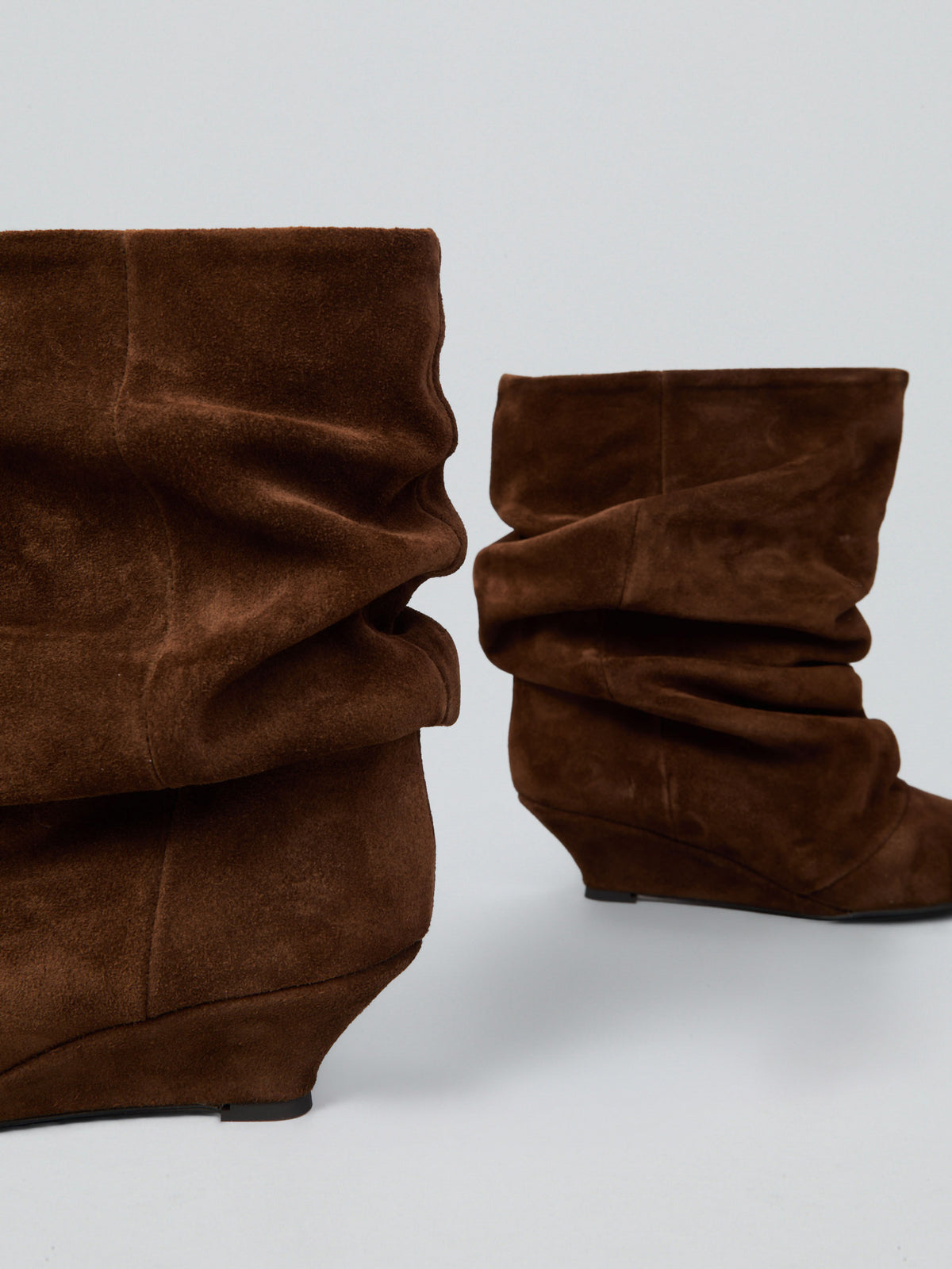 Ruched suede ankle boots