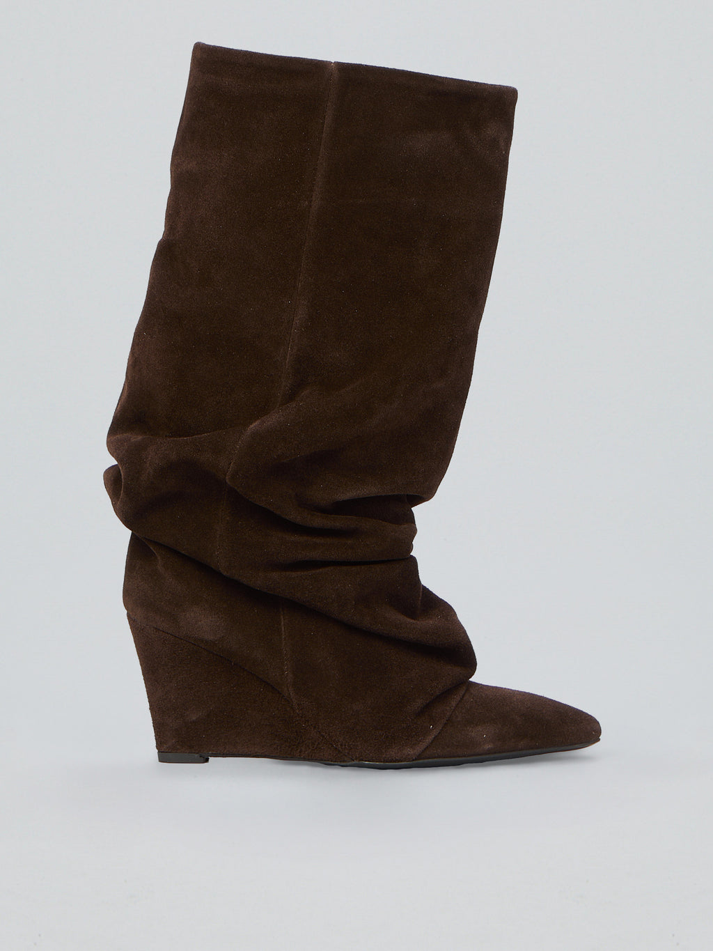 Ruched suede boots