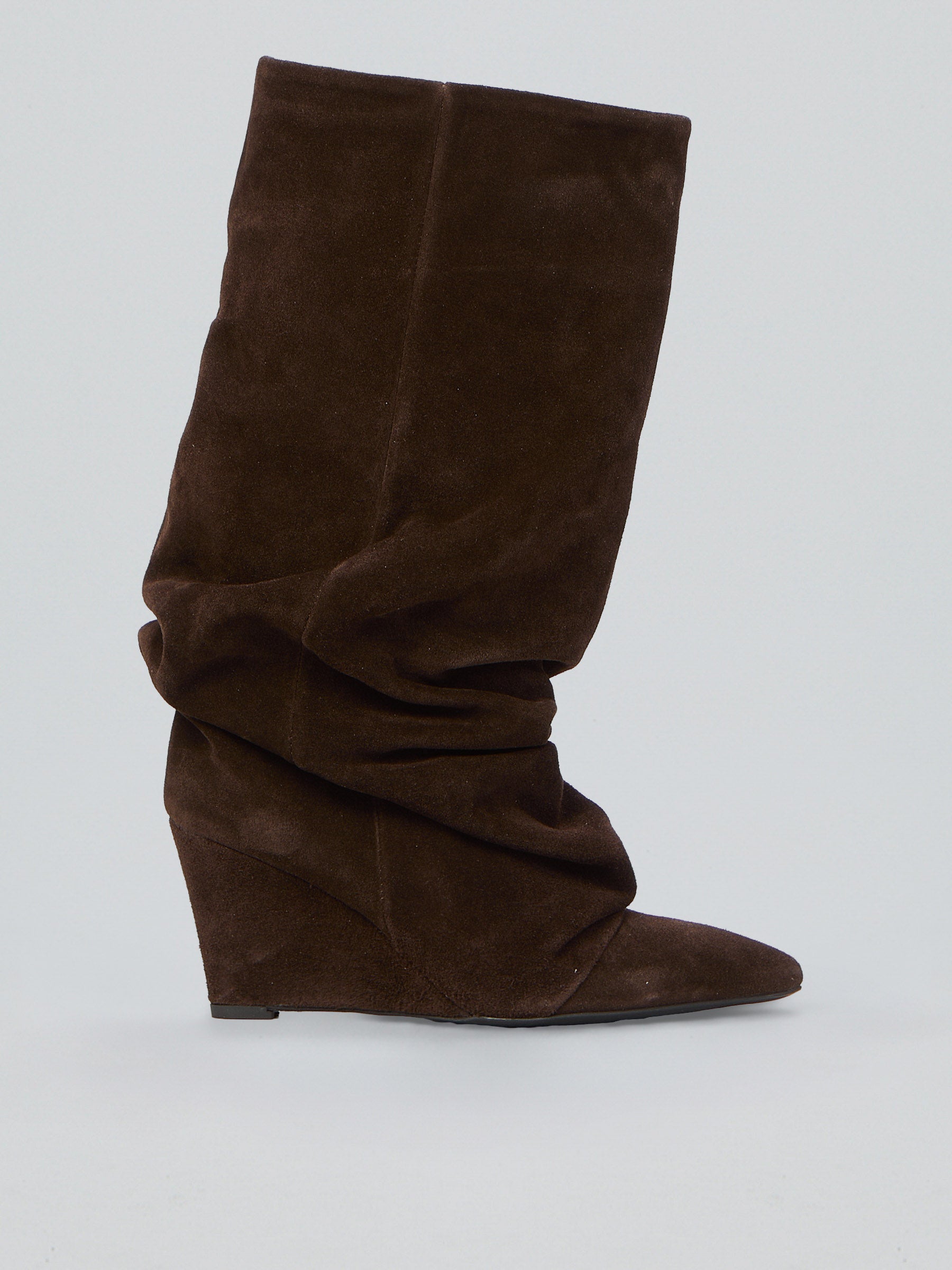 Ruched suede boots