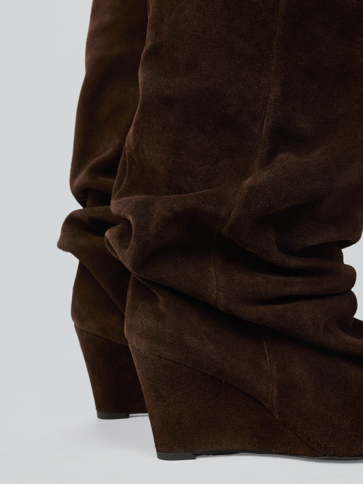 Ruched suede boots
