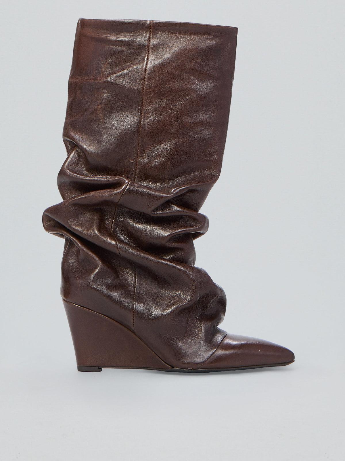 Ruched leather boots
