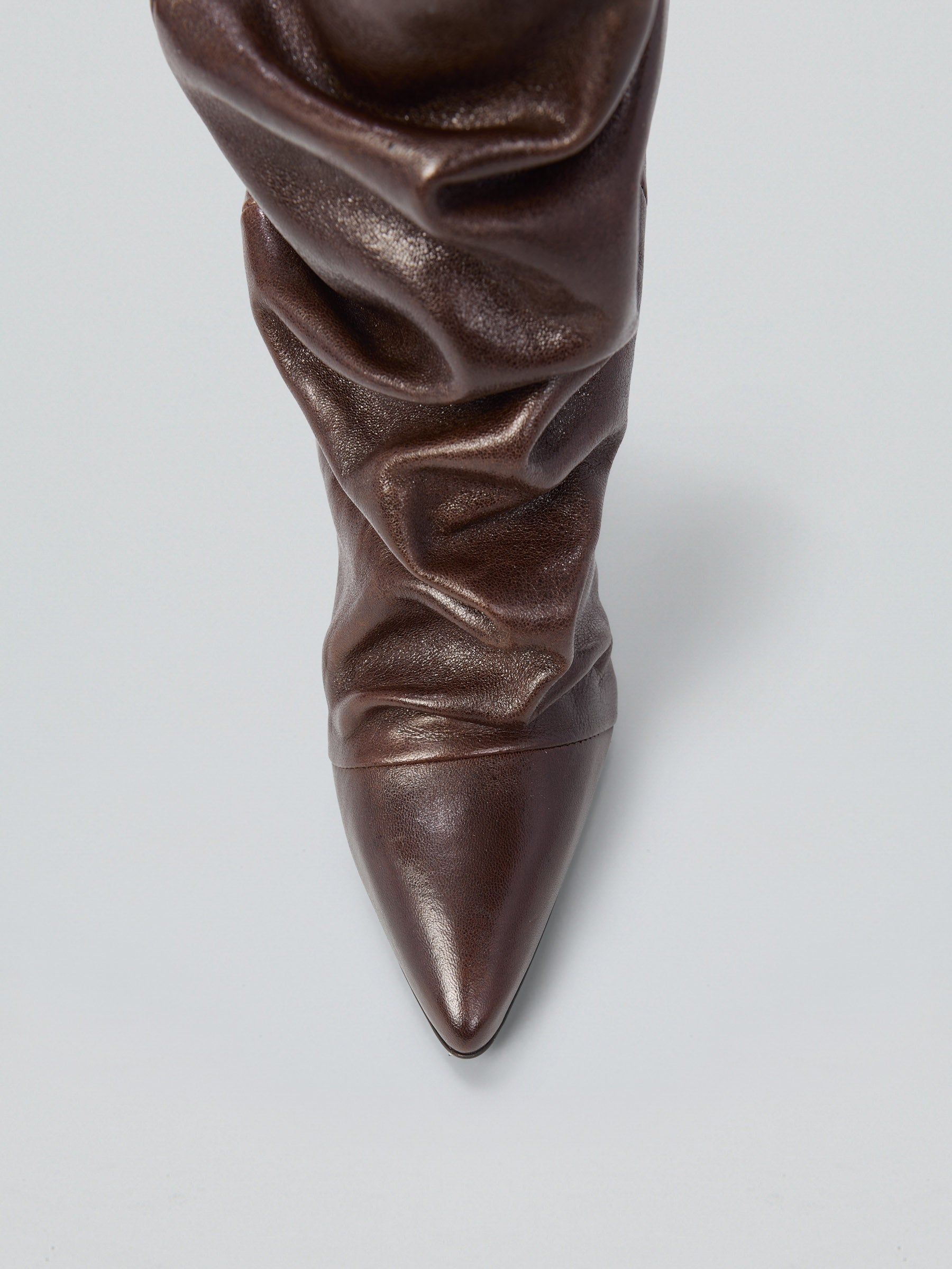 Ruched leather boots