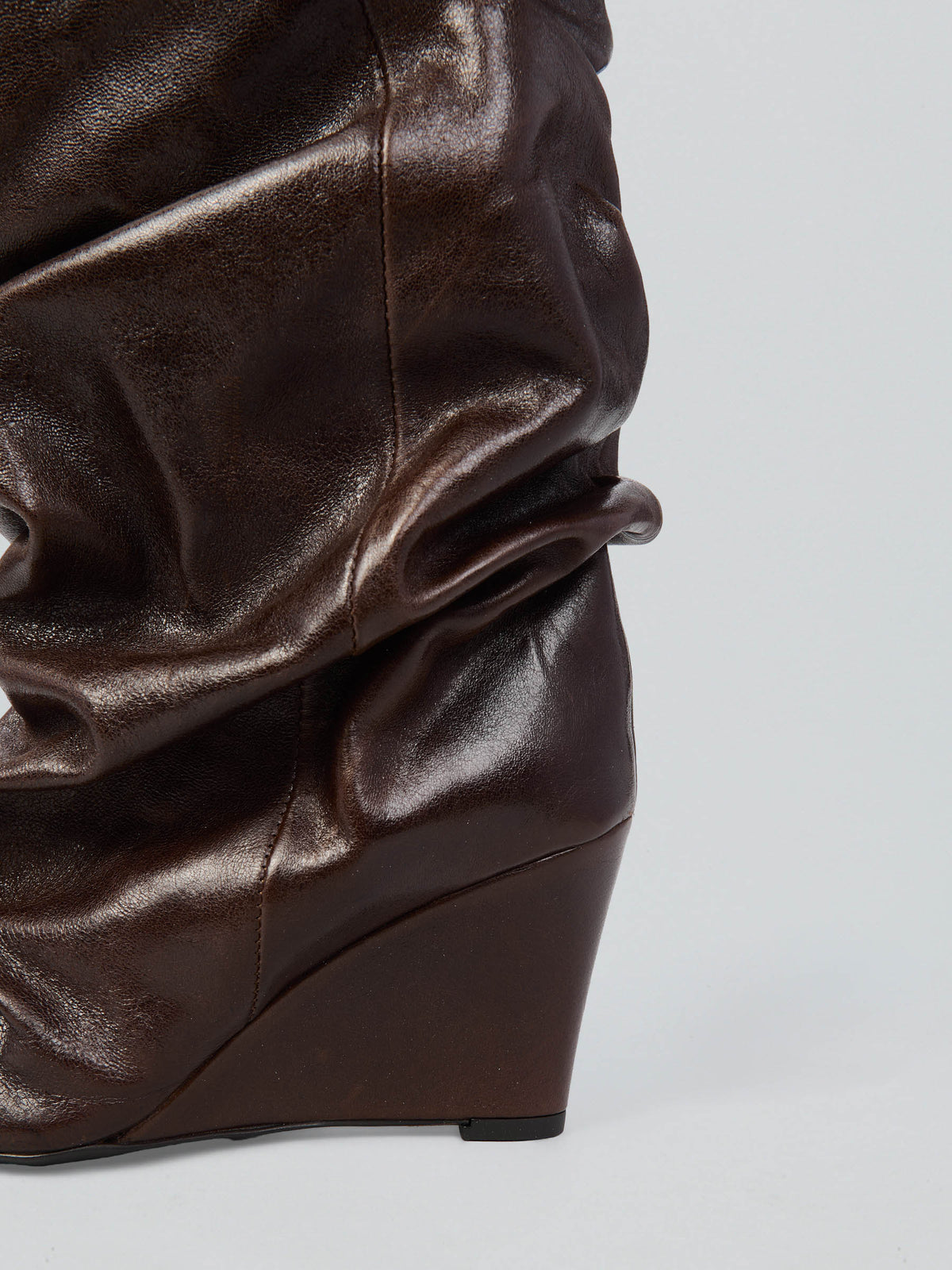 Ruched leather boots