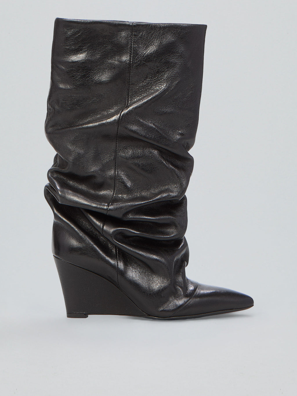 Ruched leather boots
