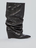 Ruched leather boots