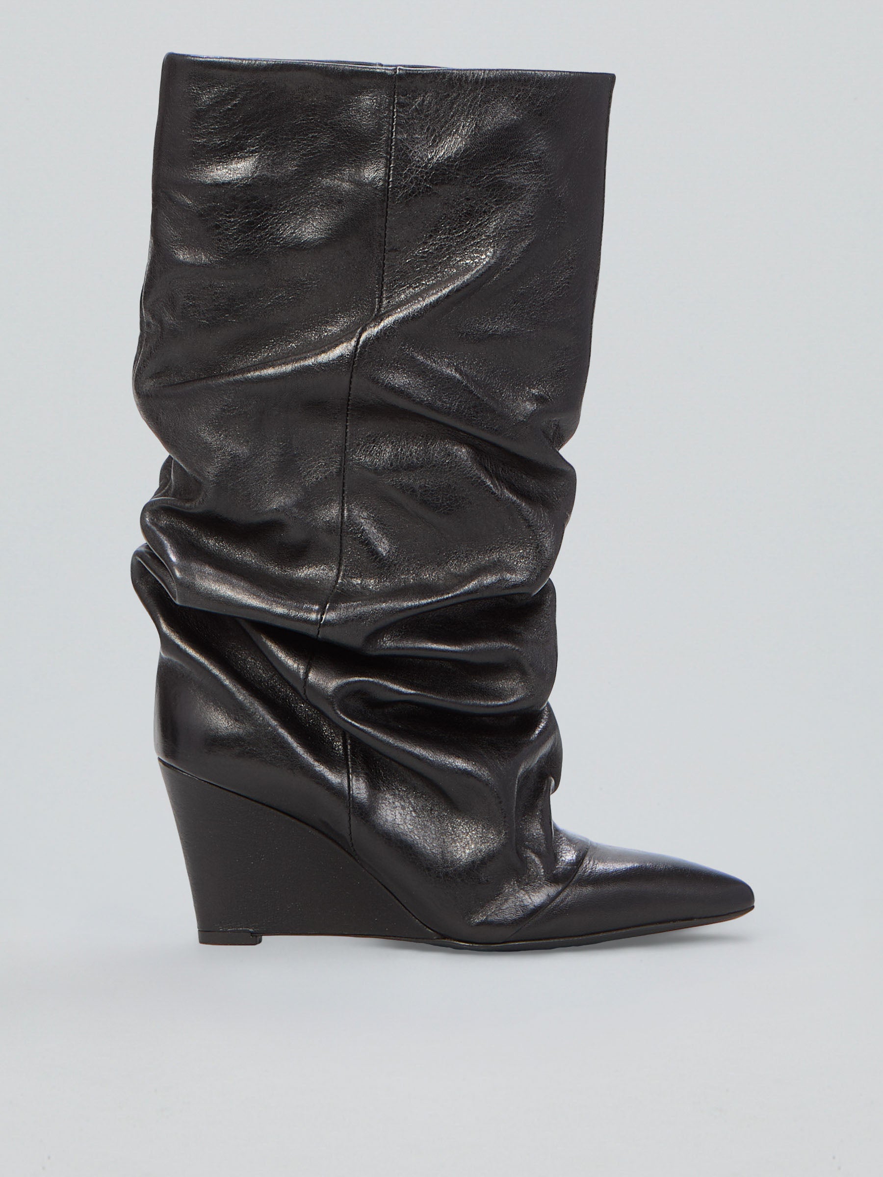 Ruched leather boots