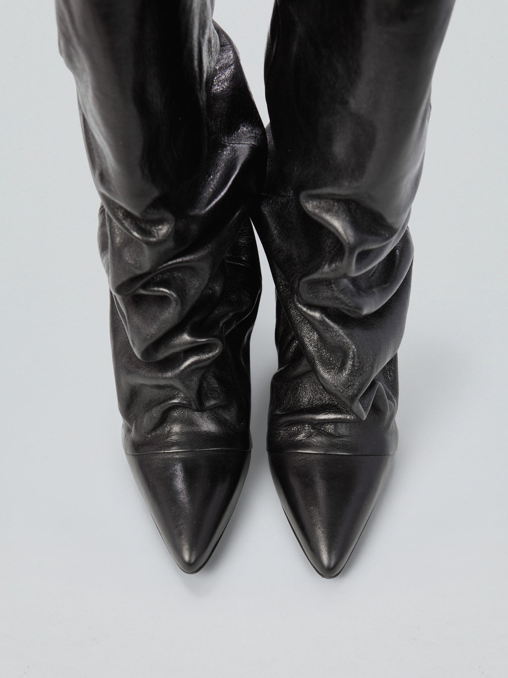 Ruched leather boots