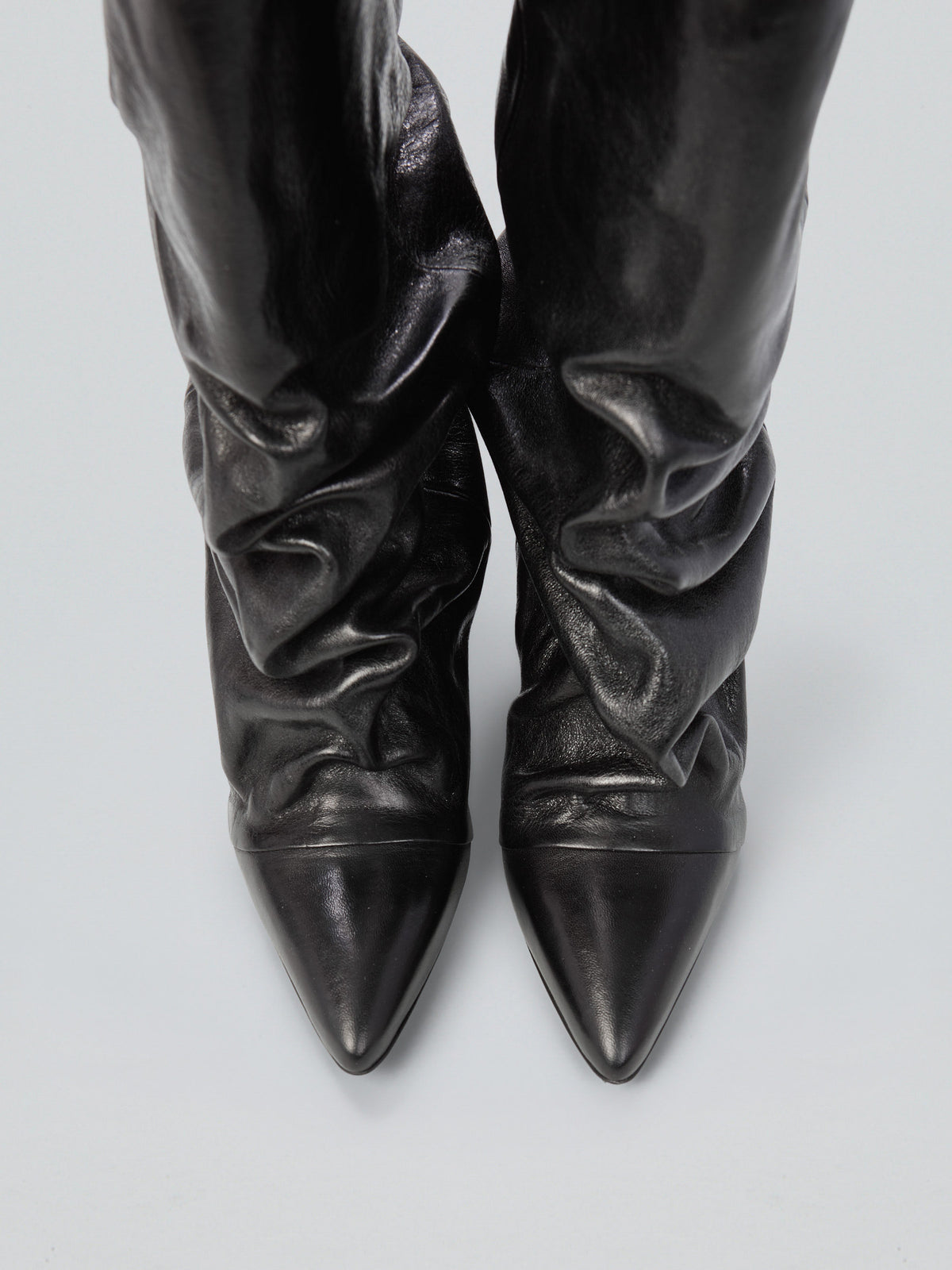 Ruched leather boots