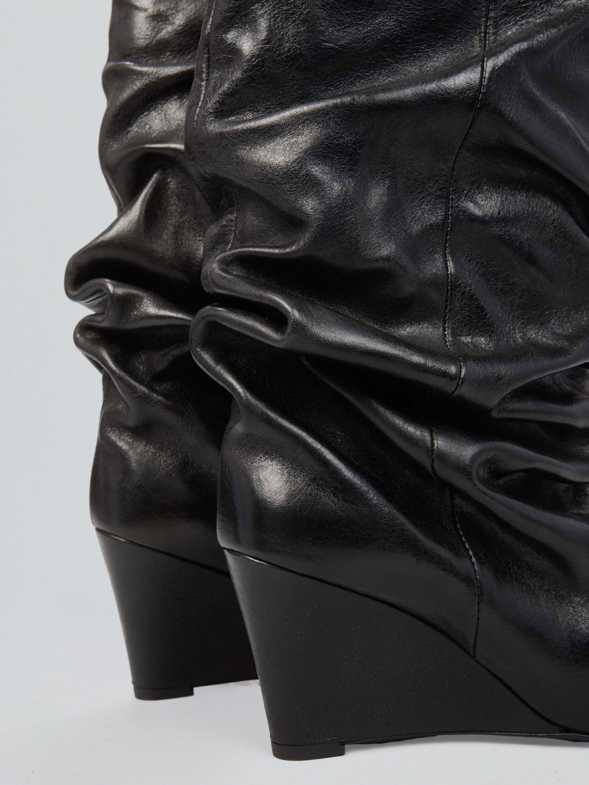 Ruched leather boots