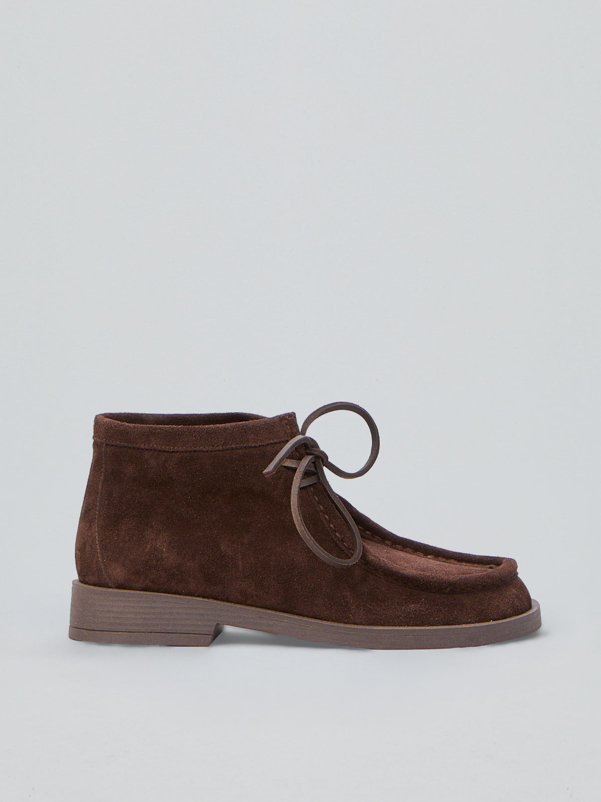 Suede lace-up ankle moccasins