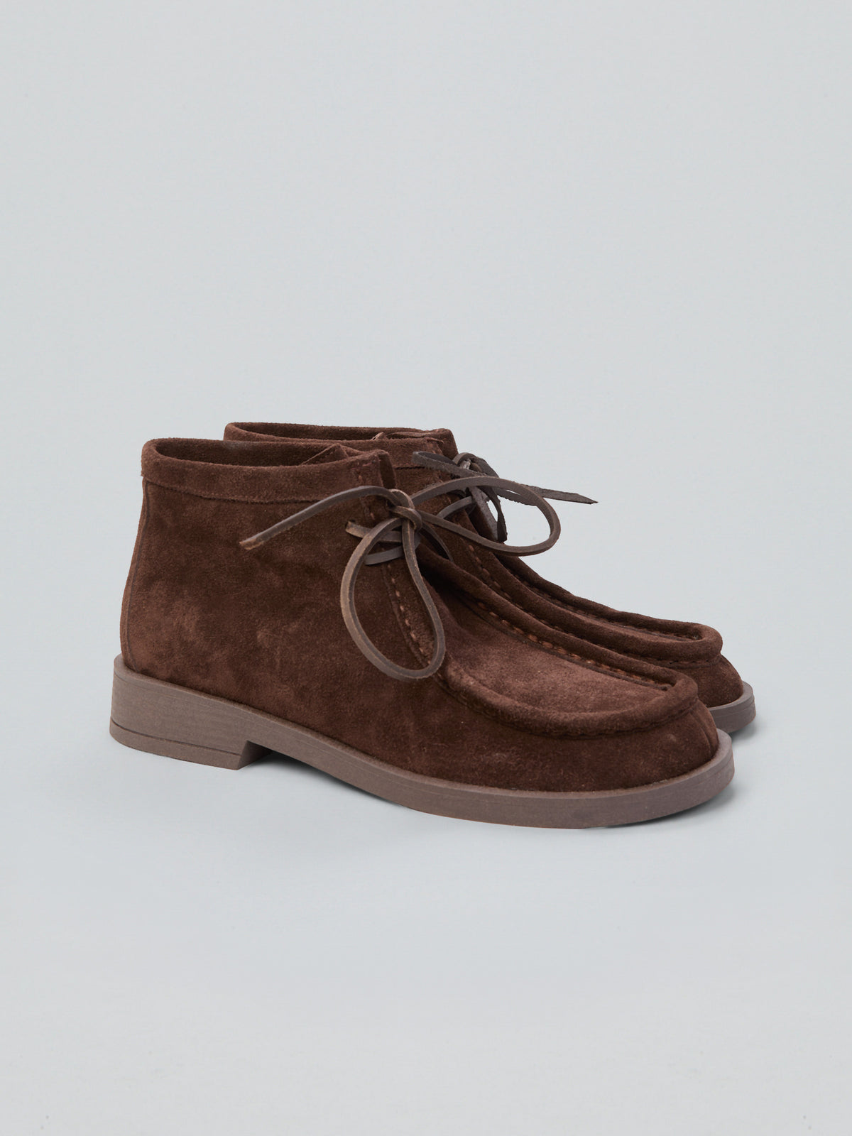Suede lace-up ankle moccasins