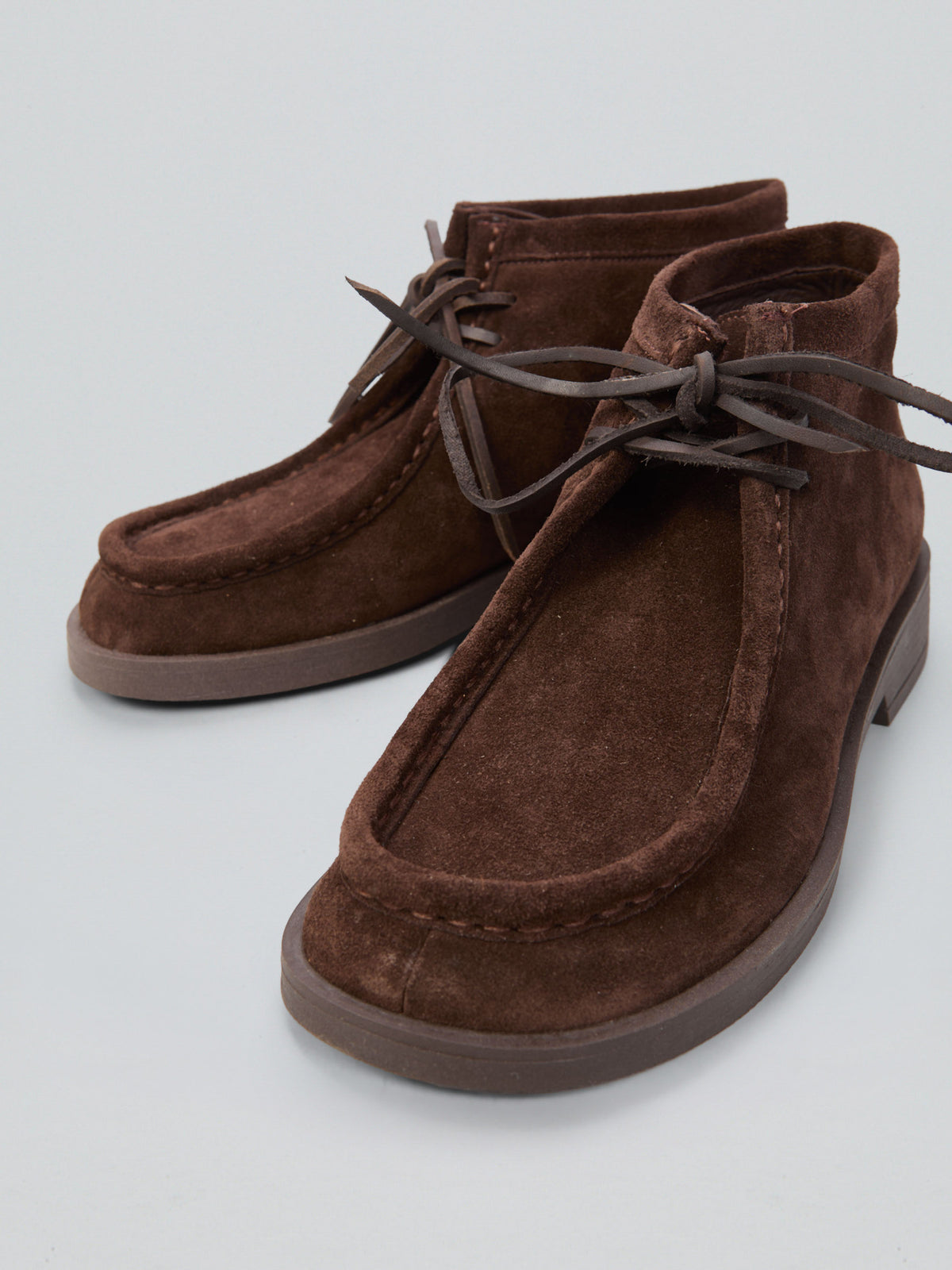 Suede lace-up ankle moccasins
